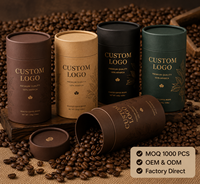 Emballage personnalisé en tube de papier pour café, boîte en carton ronde de luxe pour les grains de café, la poudre de thé, l'emballage alimentaire