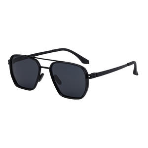 Lunettes de soleil métalliques My-Ztt010 pour hommes, polarisées UV400, anti-éblouissement, pour la conduite, monture carrée pleine, noires, verres TAC en métal. - Product Image 5