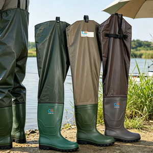 Cuissardes en nylon PVC 70D avec bottes, imperméables, pour la pêche, la culture du riz, l'aquaculture et la pêche en plein air - Product Image 1