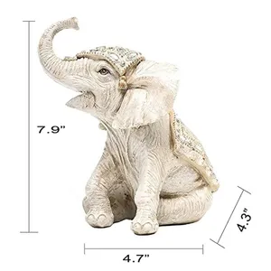 Estátua de elefante de resina para decoração, estatuetas de 7.9 polegadas, decoração de casa