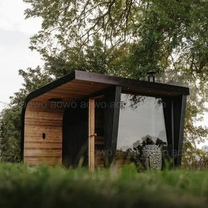 Poêle de Sauna Noir Extérieur avec Vestiaire Buitensauna <span class=keywords><strong>Van</strong></span> Massief Hout avec Therapeutische Lampe LED avec Grande Vitrine - Product Image 3