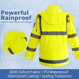 <span class=keywords><strong>Ropa</strong></span> de Trabajo de Seguridad Reflectante de Dos Piezas para Invierno, ANSI Clase 2, Oxford 300D con Revestimiento de PU, Logotipo Personalizado, Resistente al Viento y Cálida - Product Image 2