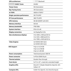 การ์ดจอ RTX Pro6000 96G รุ่นใหม่ยังไม่ได้แกะกล่อง สำหรับเวิร์กสเตชัน BlackWell รุ่นประสิทธิภาพสูงสำหรับการเรียนรู้เชิงลึกด้วย AI ของแท้ - Product Image 6