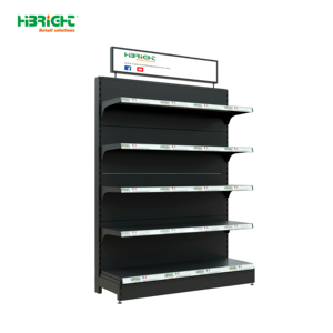 White Single Side Supermarket Grocery Display <b>Shelving</b> 6 Layers <b>Adjustable</b> Metal Retail <b>Wall</b> Rack With Price Label Strip For Con - Product Image 5