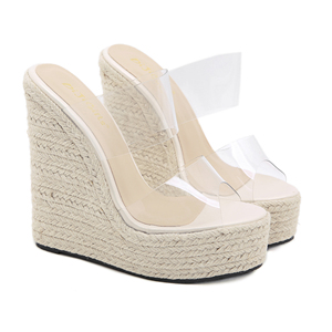 2022 European and American Style Simple and Comfortable High-heeled Slope Heel <b>Sandals</b> - Product Image 6