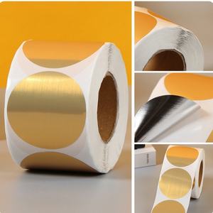 Etiqueta Adhesiva Personalizada Impermeable de 2 Pulgadas, Redonda, con Purpurina Fina, Imprimible, Dorada, Transparente, de Película Térmica Directa - Product Image 2