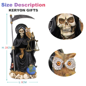 <strong>Wholesale</strong> Custom Resin Holy Death Halloween Seated <strong>Religious</strong> <strong>Statue</strong> Santa Muerte <strong>Statues</strong> - Product Image 2