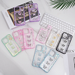 Custodia per telefono con Glitter epossidico a fiori con cornice diamantata <span class=keywords><strong>trasparente</strong></span> <span class=keywords><strong>trasparente</strong></span> <span class=keywords><strong>trasparente</strong></span> antiurto per <span class=keywords><strong>iPhone</strong></span> 17 16 15 Pro Max - Product Image 6