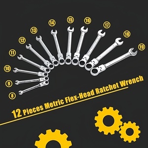 <b>12</b> Pieces Metric Flex-Head <b>Ratchet</b> Wrench Set, 8-19mm Combination Ratcheting Spanner Kit for Mechanics - Product Image 4