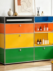 Modern Mid-century Stainless Steel Sideboard Living Room Home Modular Storage Unit 4 Shelves Colorful Finishes - Product Image 2