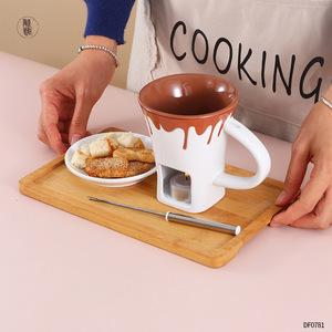 Df0781 Tasse à fondue au chocolat avec poignée rouge et orange, fonctionnement manuel, pour usage domestique - Product Image 1