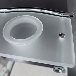 Support mural pour brosses à dents avec gobelet en verre dépoli et cadre en verre rectangulaire accentué par de l'acier inoxydable, pour salles de bain modernes - Product Image 6