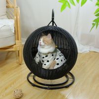Elevated Wicker Cat Bed Basket Swinging Pet House Ninho para Cachorro Pequeno Gato com Almofada