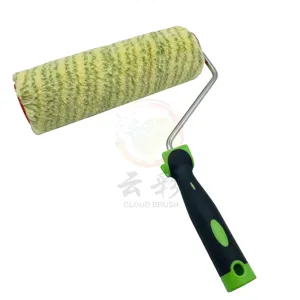 10 "55 diameter 18nap soft yellow with green stripe polyamide roller cover and European connection roller frame big roller brush