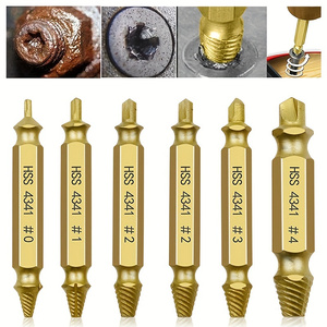 6pcs Damaged Screw Extractor Set Double Head Screw Remover <b>Tools</b> for <b>Easy</b> <b>Out</b> Bolt Extractor Broken Head Screw Removers - Product Image 6