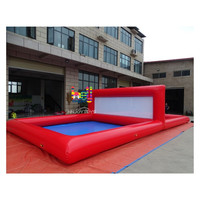 Terrain de volley-ball de plage gonflable géant de haute qualité en PVC vinyle rouge de qualité commerciale pour l'extérieur, 40x20x8 pieds, idéal pour les événements