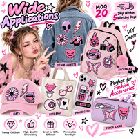Patch brodé Y2K en gros, style grunge doux, rose et violet, motif papillon et cœur, rétro, thermocollant ou à coudre