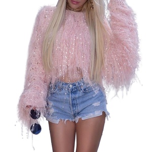 เสื้อสเวตเตอร์ถักไหมพรมประดับพู่ทำมือสำหรับผู้หญิง ขายดีประจำฤดูใบไม้ร่วง/ฤดูหนาว แฟชั่น - Product Image 1