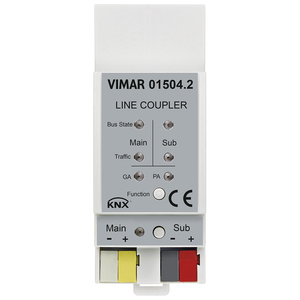 Accoppiatore di Linea Vimar 01504.2 Modulo Bus KNX Connessione Principale e Secondaria - Product Image 1