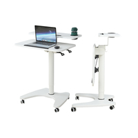 Bureau d'ordinateur rabattable ADA Furniture, réglable en hauteur par vérin à gaz, pliable, mobile avec roulettes pour bureau à domicile
