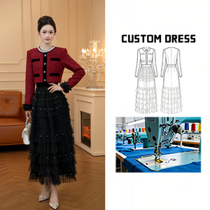 9138 [<span class=keywords><strong>Greo</strong></span> Classic] Robe de Nouvel An de style hivernal européen, translucide, avec perles en maille, taille haute et coupe ajustée - Product Image 1