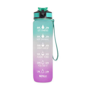 Botellas de agua motivacionales grandes de 32oz con marcador de tiempo y capacidad y pajita, a prueba de fugas, sin BPA y rampa de gradiente - Product Image 1