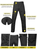 Tenue Tactique de Combat Extérieur Camouflage Noir Respirante et Résistante pour l'Entraînement de Sécurité