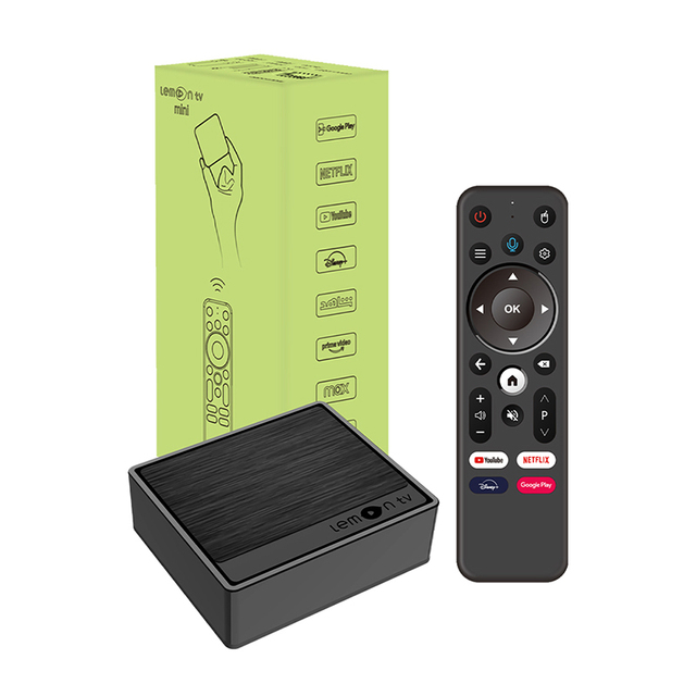 2025 Lemon Mini Android Mini IP TV BOX Custom OEM 4K Dual WiFi6 2.4G/5GHz BT5.4 Smart TV BOX 2GB 16GB Streaming Wholesale