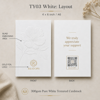 Carte de remerciement ultra-épaisse gaufrée avec logo personnalisé en feuille d'or de luxe, inserts d'emballage pour bijouteries haut de gamme et boutiques de parfums