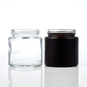 Custom Logo Child Resistant 2oz 3oz 4oz 5oz Clear Glass Straight Sided Jar with White Black Smooth or Ribbed Lids