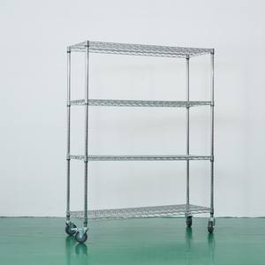 Vente en gros en usine Étagère de rangement en acier inoxydable à 4 niveaux Étagères en fil métallique chromé pour usage domestique - Product Image 2