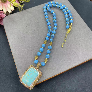 Ensembles de bijoux en laiton turquoise de style chrétien, indien et bohème, tendance, pour la vente en gros - Product Image 5