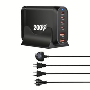Chargeur USB C GaN 200W, USB Type C 4C2A, station de charge rapide, 100W 20W 18W PD, chargeur de bureau pour ordinateur portable, téléphone portable - Product Image 1