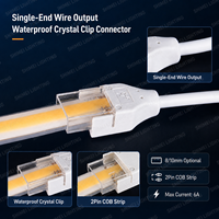 Connecteur étanche 2 broches pour bande LED COB monochrome 8mm 10mm, clip cristal sans soudure pour tube en silicone