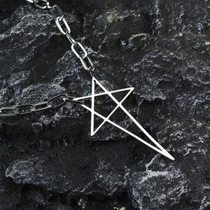 Punk Pentagram Non Tarnish Waterproof 316 Stainless Steel Large Big Pendant Men's <b>Necklace</b> for Women Men - Product Image 2