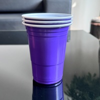 Gobelets jetables en plastique PP violet 16 oz, gobelets à deux tons pour pique-nique, barbecue, fête de remise de diplôme