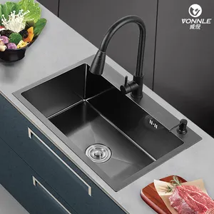 Lavello da cucina in acciaio inox nano nero,