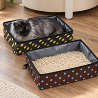 Bac à litière portable pour chat, pliable, toilette pour animaux de compagnie, doublure anti-fuite, pot pour chat portable pour les voyages, le camping et les activités de plein air