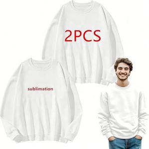 Sublimación cuello redondo poliéster 2 uds sudadera para sublimación sudaderas con capucha adulto logotipo personalizado impresión blanco sudadera en blanco - Product Image 1