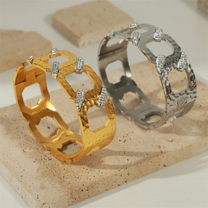Luxury Elegant Personalized Jewelry <b>Bracelet</b> Stainless Steel Zircon Charm Hollow Link Chain <b>Bangle</b> <b>Bracelet</b> - Product Image 2