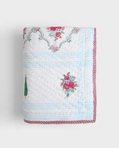 Couette en coton à motifs floraux de roses rouges, imprimée à la main, réversible, literie artisanale indienne, couette de style cottagecore - Product Image 1