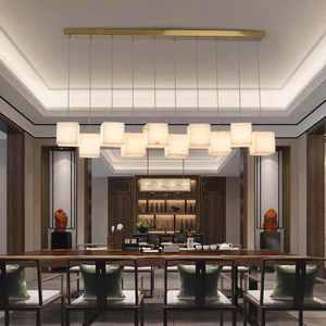 New Chinese <strong>Square</strong> Simple Chandelier White Marble Ceiling <strong>Light</strong> For Dining Room <strong>Pendant</strong> Long Tea House <strong>Light</strong> - Product Image 4