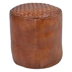 Pouf élégant en cuir souple avec siège rembourré confortable, meuble d'appoint pour salon, décoration intérieure - Product Image 1