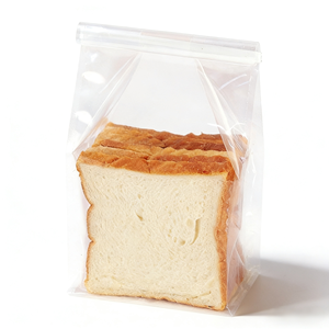 Sachet alimentaire transparent en PE à soufflet plat, refermable avec zip, avec orifice de ventilation, étiquette vierge, prêt à l'emploi, anti-humidité et anti-poussière, qualité alimentaire, personnalisable OEM - Product Image 1