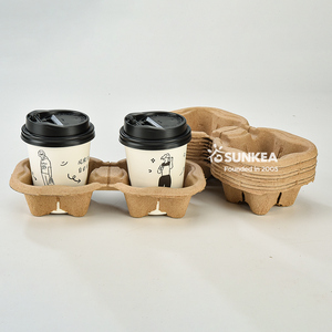 4 Kopjes Wegwerp Koffiebakje/Pulpvezel Drankdrager/Koffiedrager - Product Image 3
