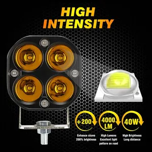 أضواء عمل LED بقوة 40 واط وحجم 3 بوصات، كشافات قيادة، أضواء ضباب صفراء/بيضاء للسيارات والشاحنات الصغيرة والجرارات ومركبات الدفع الرباعي، تعمل بجهد 12 فولت و24 فولت - Product Image 5