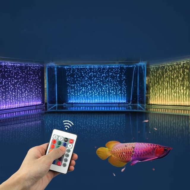 12inch Remote Control RGB Aquarium Light IP68 Waterproof Colorful Led Underwater Bubble Lamp Multicolour Fish Tank Lights