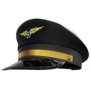Grosir topi Pilot kapten Halloween Dewasa uniseks topi Cosplay karnaval pesta pesawat terbang kostum angkatan laut topi Cosplay perawat