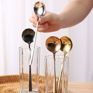 Cuchara de acero inoxidable larga decorativa para boda en Té de Miel dorado <span class=keywords><strong>con</strong></span> negro para probar helado o café irlandés - Product Image 3