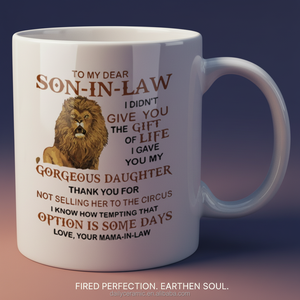 Mug à café en céramique blanche personnalisé, cadeau pour le gendre, imprimé lion, cadeau pour la belle-mère, tasse en porcelaine de 11 oz - Product Image 6